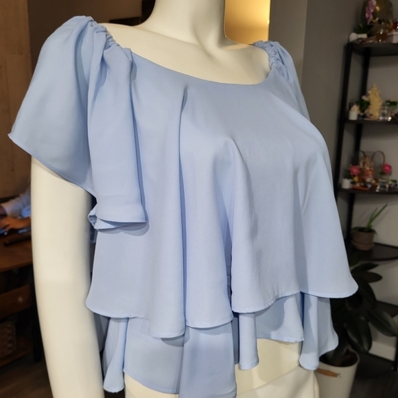 MIIA - Wide neck Ruffle layers Blouses - Picture 4 of 9